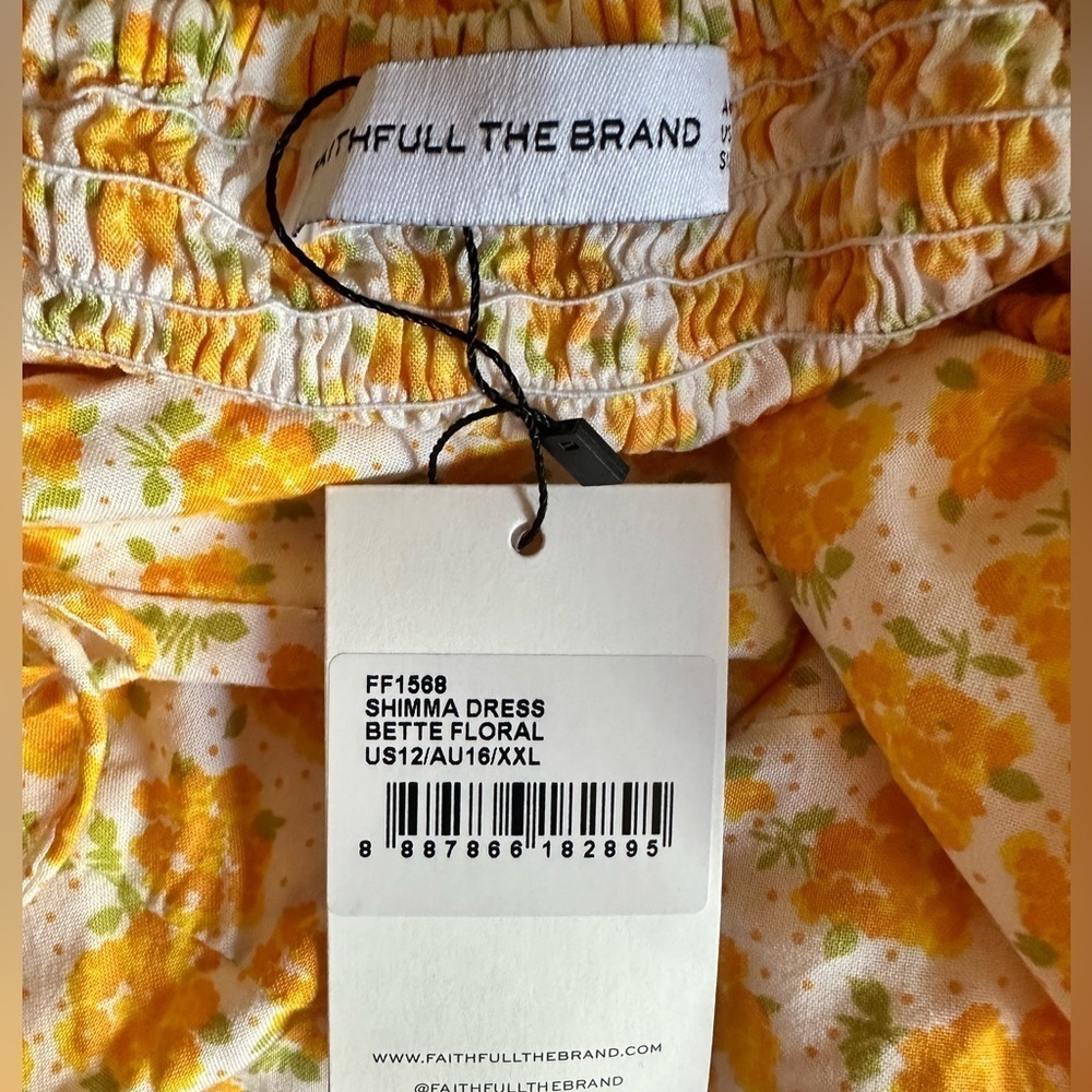 Faithfull The Brand ‘Shimma’ dress in Bette Floral NWT. Yellow floral mini, xxl - Picture 4 of 8